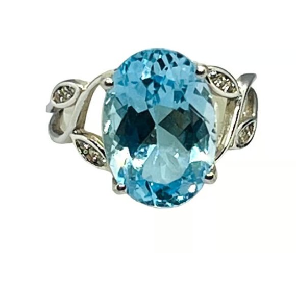 Blue topaz ring, sterling silver, size 7 - Picture 1 of 4